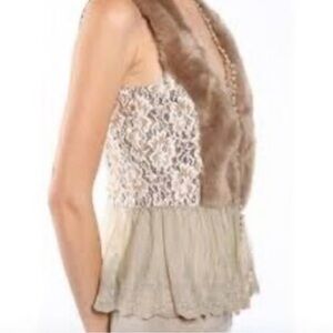 Boho Faux Fur and Lace Vest